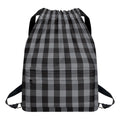 Grey And Black Check Pattern Print Drawstring Backpack