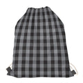 Grey And Black Check Pattern Print Drawstring Bag