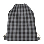 Grey And Black Check Pattern Print Drawstring Bag