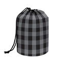 Grey And Black Check Pattern Print Drawstring Makeup Bag
