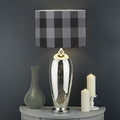 Grey And Black Check Pattern Print Drum Lamp Shade