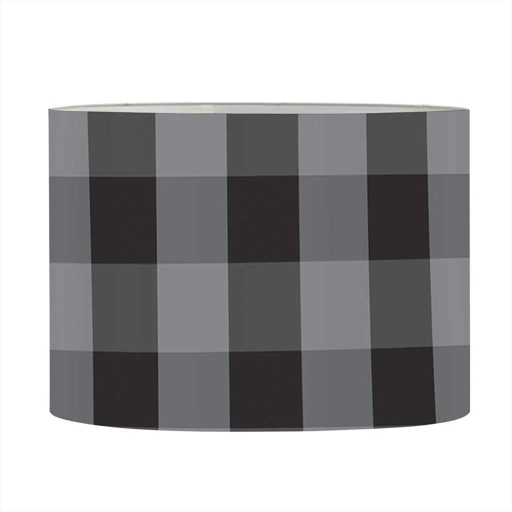 Grey And Black Check Pattern Print Drum Lamp Shade