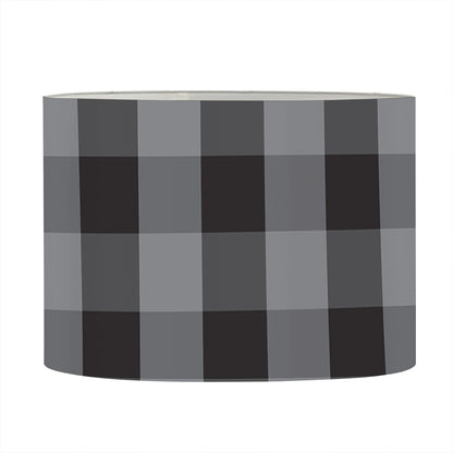Grey And Black Check Pattern Print Drum Lamp Shade