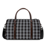 Grey And Black Check Pattern Print Duffle Bag