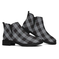 Grey And Black Check Pattern Print Flat Ankle Boots