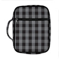 Grey And Black Check Pattern Print Front Pocket Bible Bag