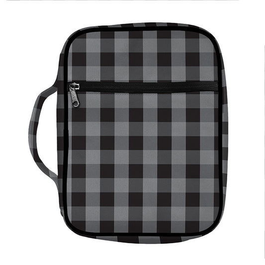 Grey And Black Check Pattern Print Front Pocket Bible Bag