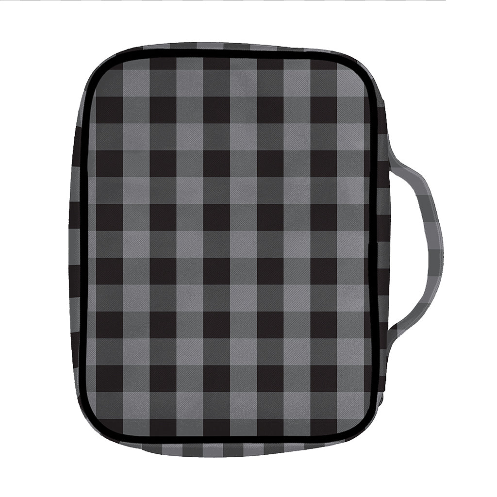 Grey And Black Check Pattern Print Front Pocket Bible Bag