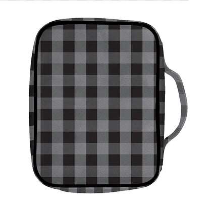 Grey And Black Check Pattern Print Front Pocket Bible Bag