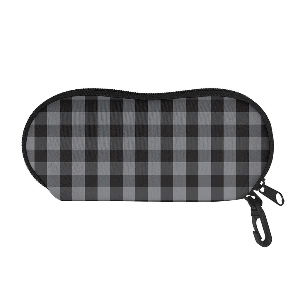 Grey And Black Check Pattern Print Glasses Case