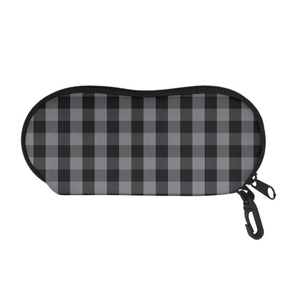 Grey And Black Check Pattern Print Glasses Case