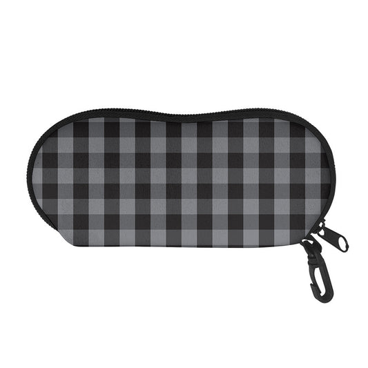 Grey And Black Check Pattern Print Glasses Case