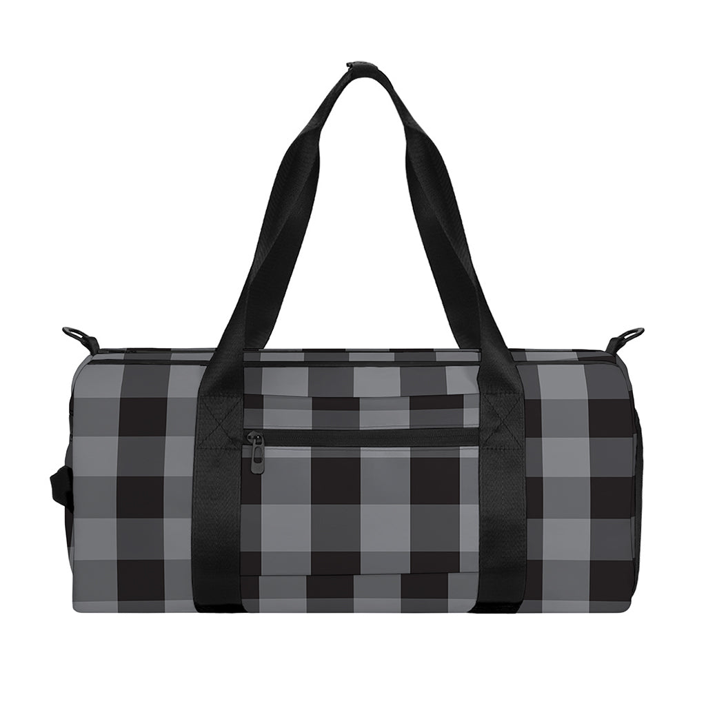 Grey And Black Check Pattern Print Gym Bag