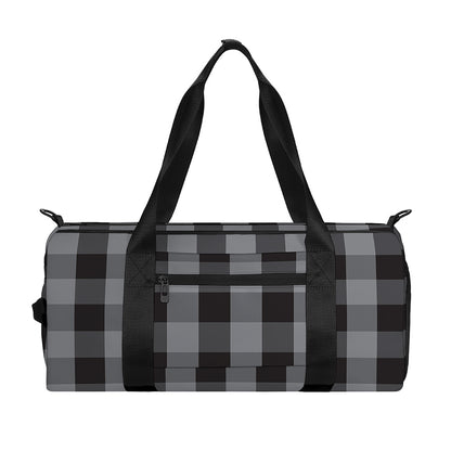 Grey And Black Check Pattern Print Gym Bag