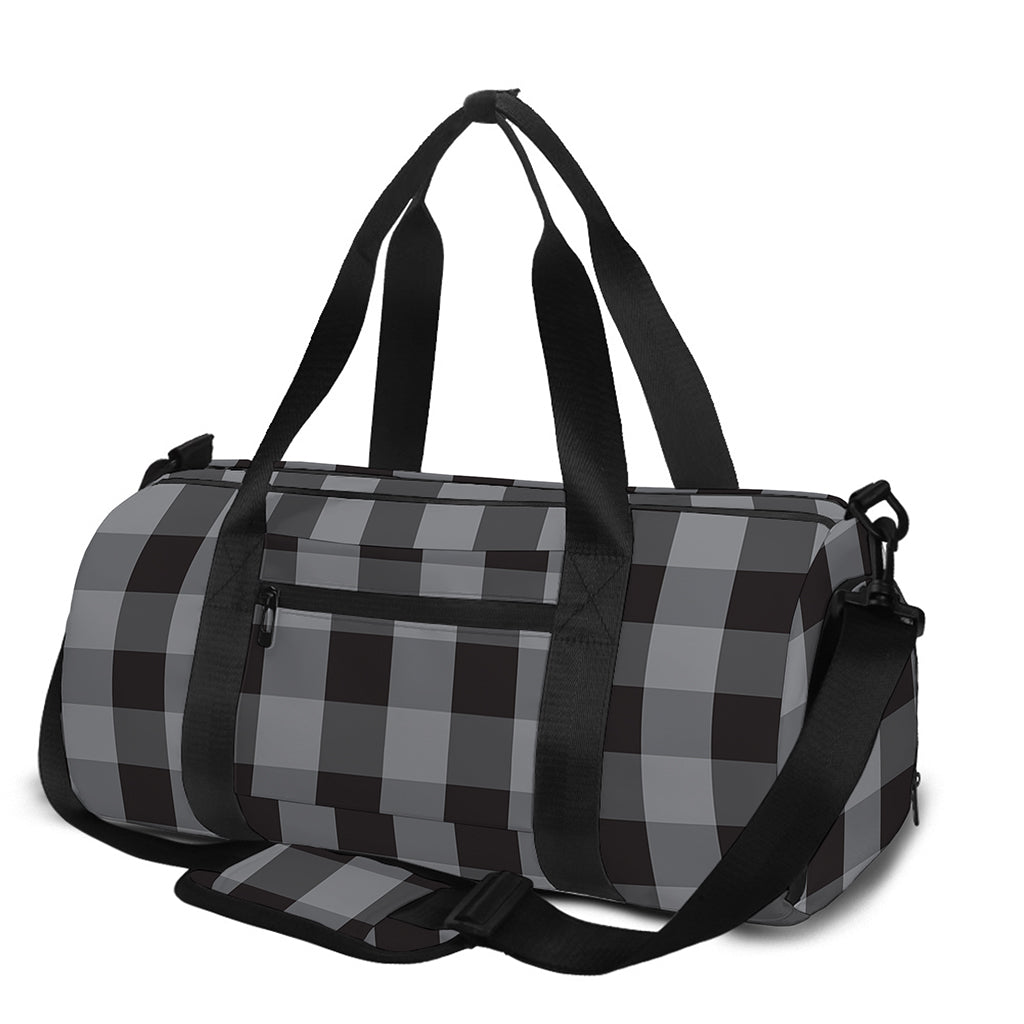 Grey And Black Check Pattern Print Gym Bag