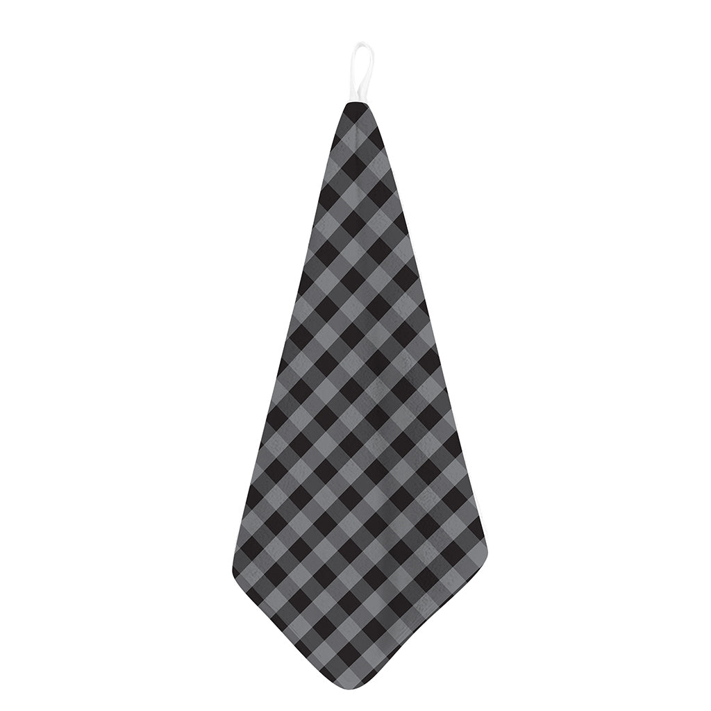 Grey And Black Check Pattern Print Hand Towel