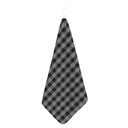 Grey And Black Check Pattern Print Hand Towel