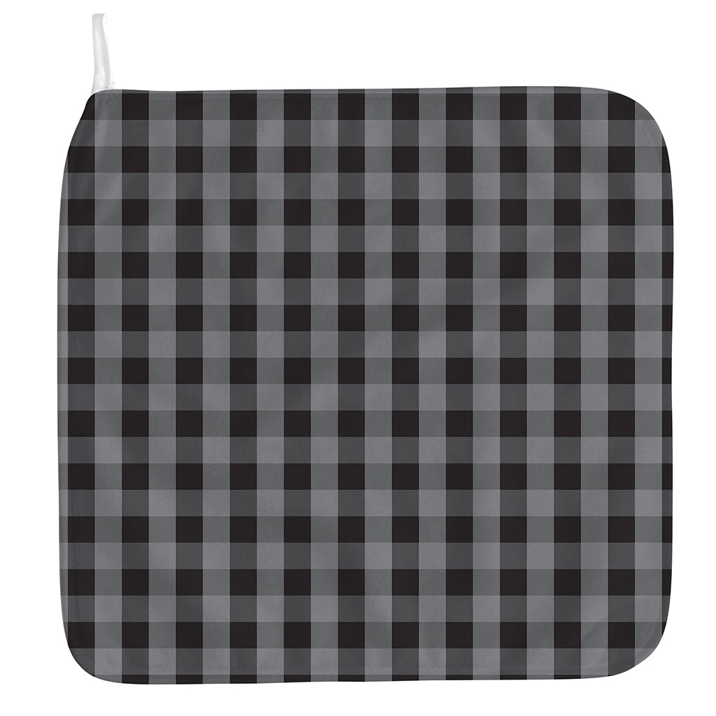 Grey And Black Check Pattern Print Hand Towel