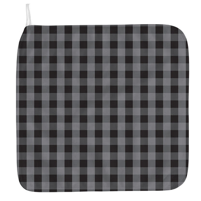 Grey And Black Check Pattern Print Hand Towel