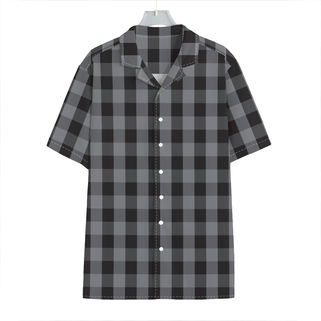 Grey And Black Check Pattern Print Hawaiian Shirt