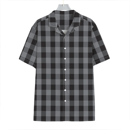 Grey And Black Check Pattern Print Hawaiian Shirt