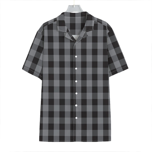 Grey And Black Check Pattern Print Hawaiian Shirt