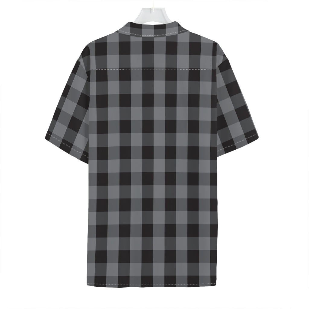 Grey And Black Check Pattern Print Hawaiian Shirt