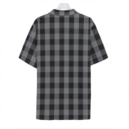 Grey And Black Check Pattern Print Hawaiian Shirt