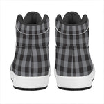 Grey And Black Check Pattern Print High Top Leather Sneakers