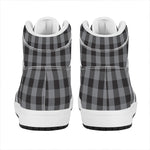 Grey And Black Check Pattern Print High Top Leather Sneakers