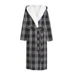 Grey And Black Check Pattern Print Hooded Bathrobe