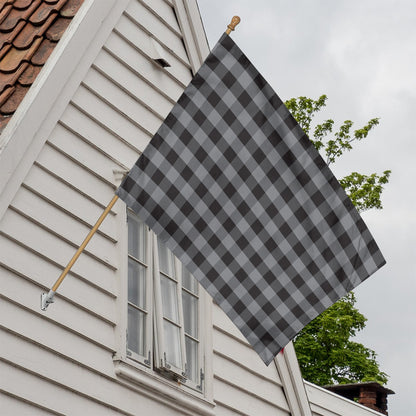 Grey And Black Check Pattern Print House Flag