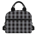Grey And Black Check Pattern Print Insulated Lunch Bag