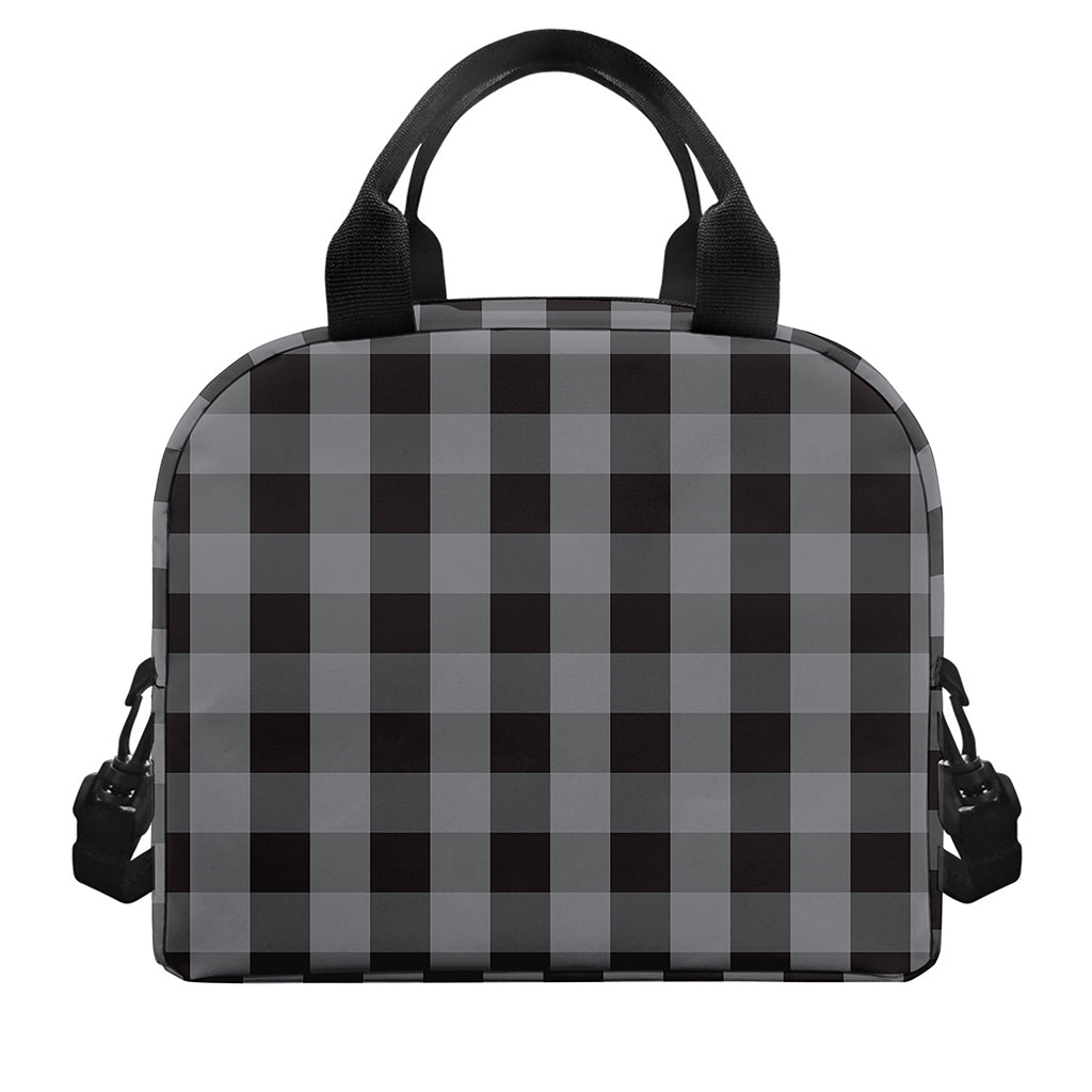 Grey And Black Check Pattern Print Insulated Lunch Bag