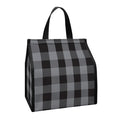 Grey And Black Check Pattern Print Insulated Lunch Tote