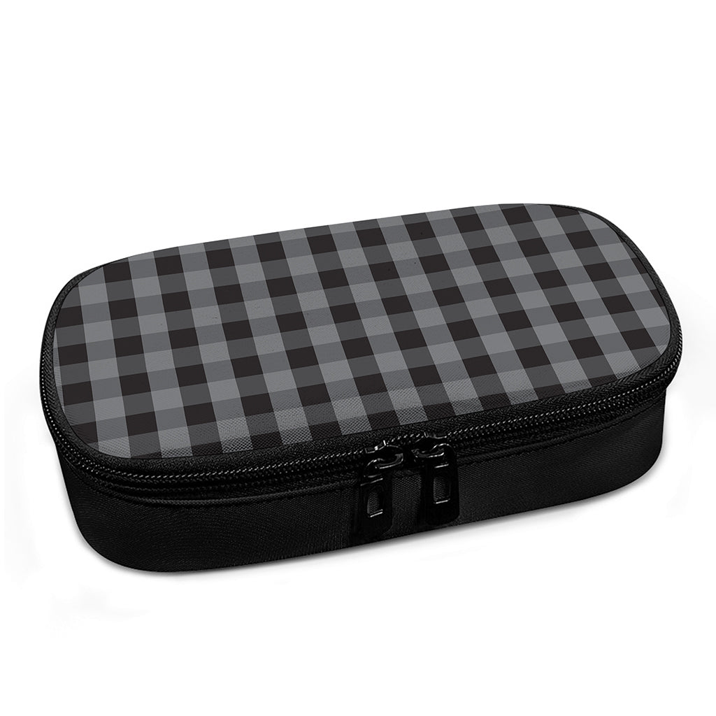 Grey And Black Check Pattern Print Insulin Cooler Travel Case