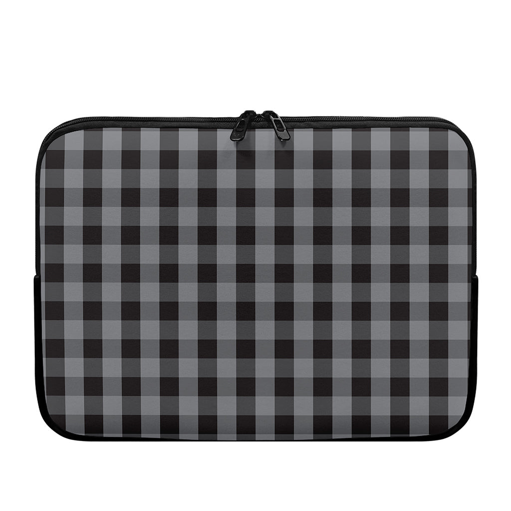 Grey And Black Check Pattern Print Laptop Sleeve