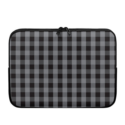 Grey And Black Check Pattern Print Laptop Sleeve