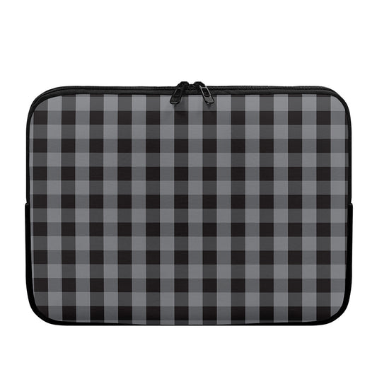 Grey And Black Check Pattern Print Laptop Sleeve
