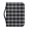 Grey And Black Check Pattern Print Leather Bible Cover