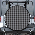 Grey And Black Check Pattern Print Leather Spare Tire Cover