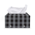 Grey And Black Check Pattern Print Leather Tissue Box Cover