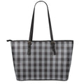 Grey And Black Check Pattern Print Leather Tote Bag With Zipper