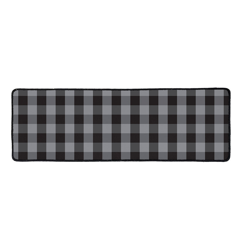 Grey And Black Check Pattern Print Long Kitchen Mat