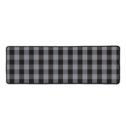 Grey And Black Check Pattern Print Long Kitchen Mat