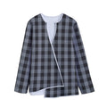 Grey And Black Check Pattern Print Long Sleeve Short Coat