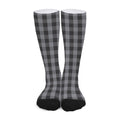 Grey And Black Check Pattern Print Long Socks
