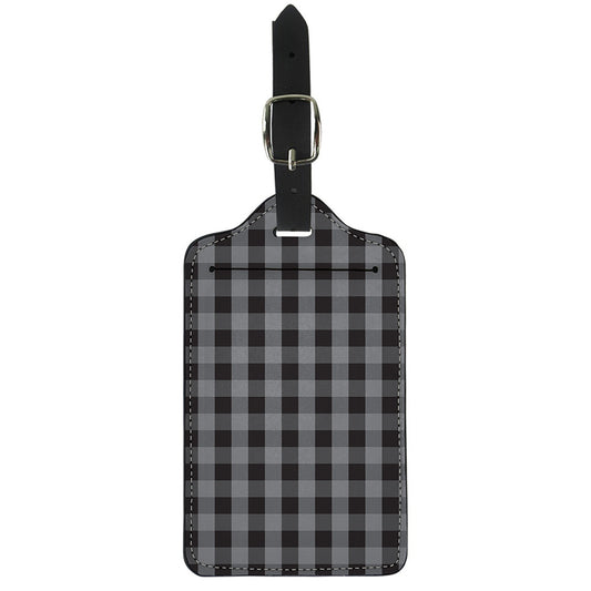Grey And Black Check Pattern Print Luggage Tag