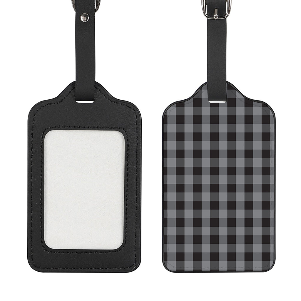 Grey And Black Check Pattern Print Luggage Tag
