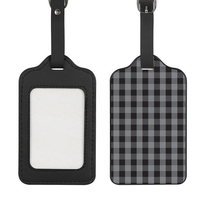 Grey And Black Check Pattern Print Luggage Tag